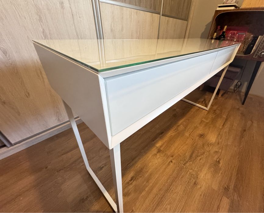 Toaletka / Konsola z dwiema szufladami + hartowana szyba GRATIS