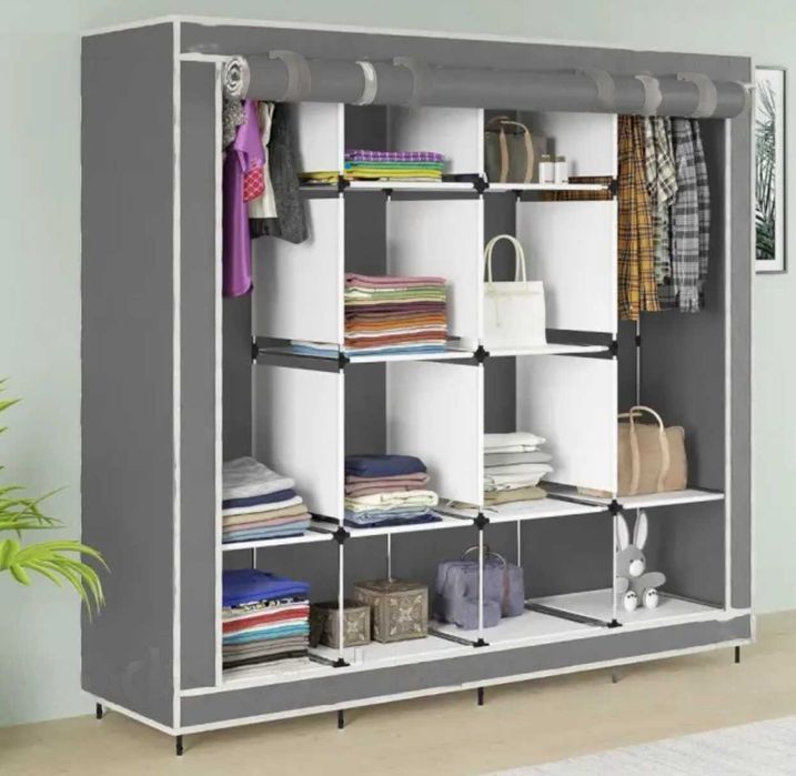 Большой шкаф 4 секции 10 полок тканевый шкаф вешалка шафа для дому