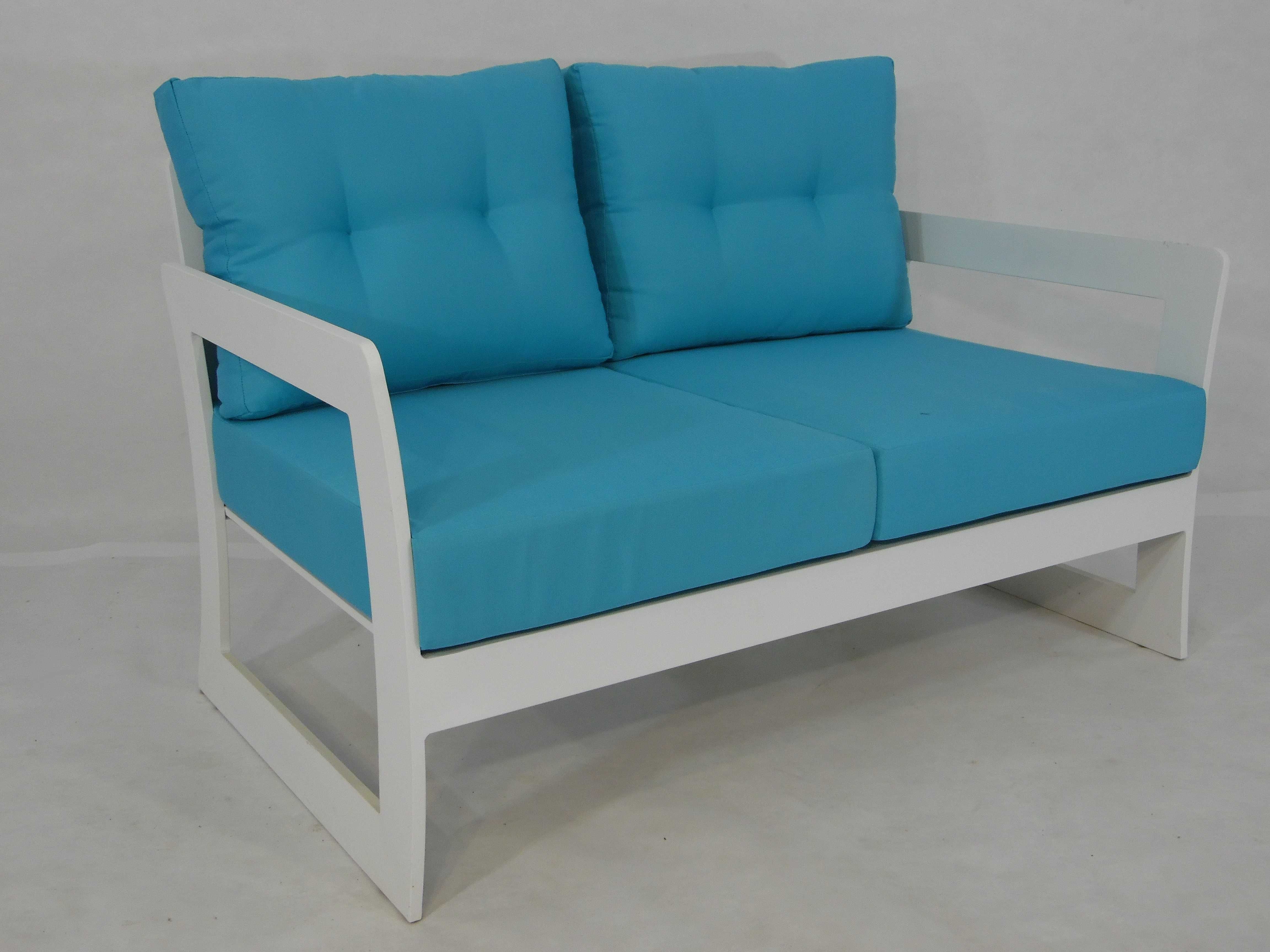 Meble ogrodowe Azalia - kanapa fotele i stoliki nowe biały niebieski