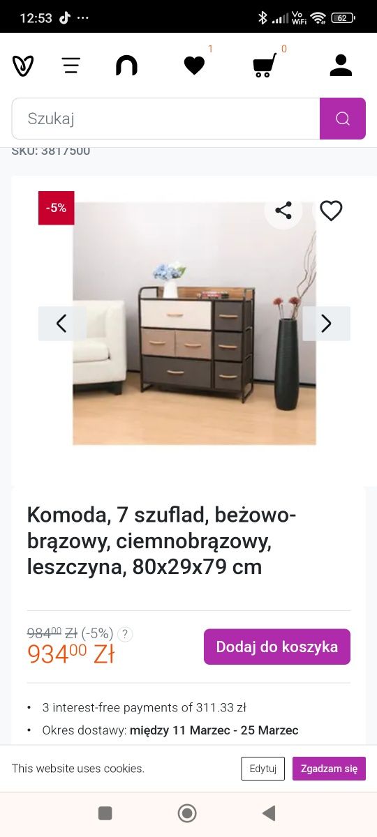 Komoda tekstylna bardzo pojemna