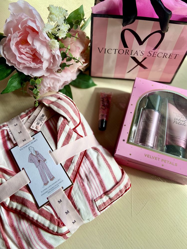 Піжама жіноча фланель сатин Victorias Secret Вікторіяс Сікрет свято