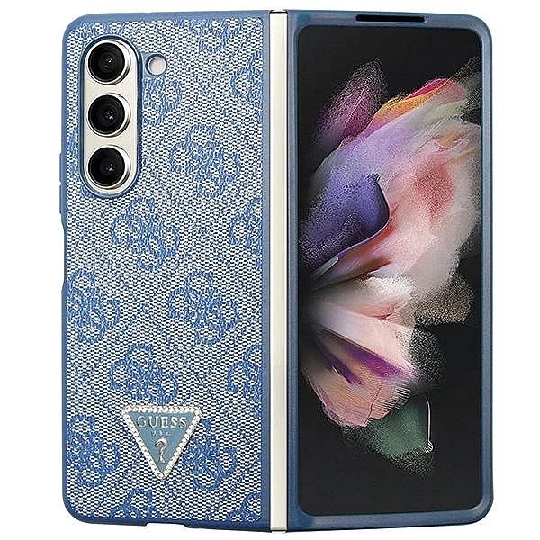 Etui Guess 4G Triangle Strass na Samsung Galaxy Z Fold 5 - niebieskie