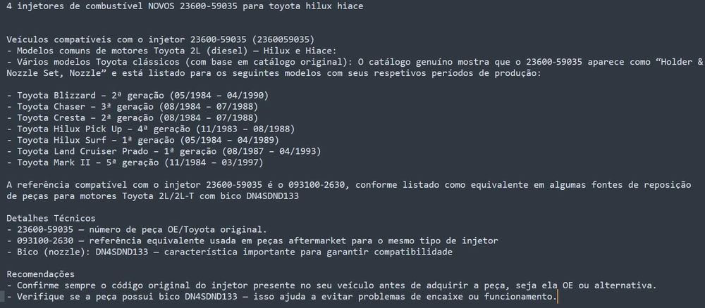 4 injetores de combustível para toyota hilux hiace