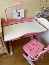 Детская розовая парта со стульчиком