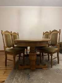 Zestaw mebli (stół, krzesła, komoda, narożnik)