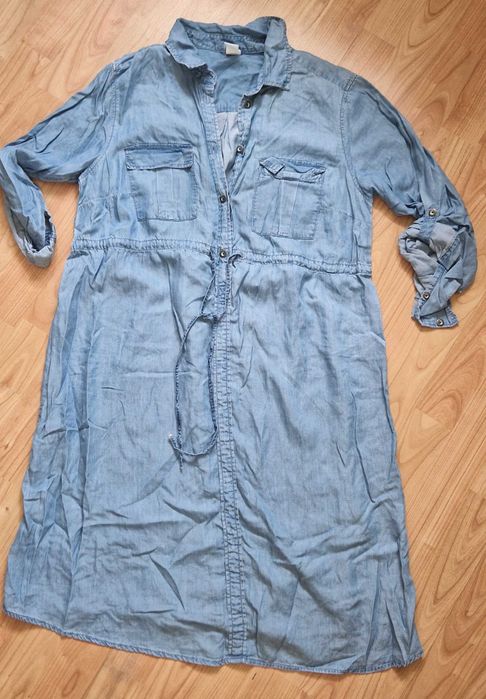 Jeansowa luźna sukienka Mama H&M M