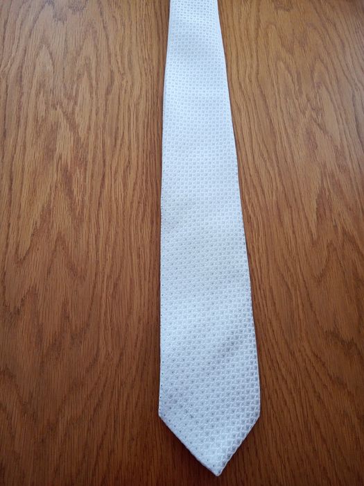 Bialy krawat slubny Pako Lorente/snieznobialy/piekny/stan idealny