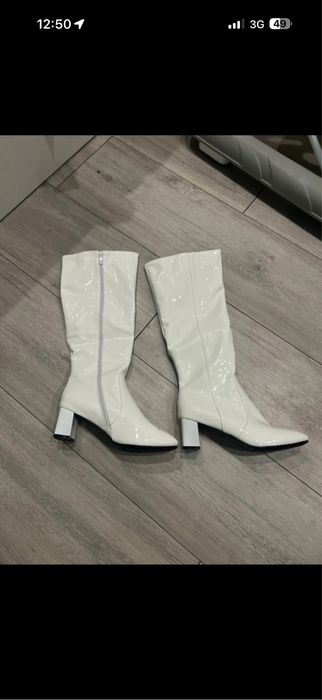 Buty na obcasie biale damskie rozmiar42