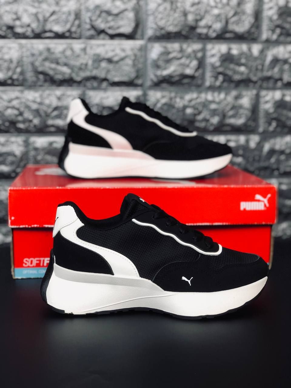 PUMA женские черно-белые летние кроссовки/ пума/ натуральная кожа