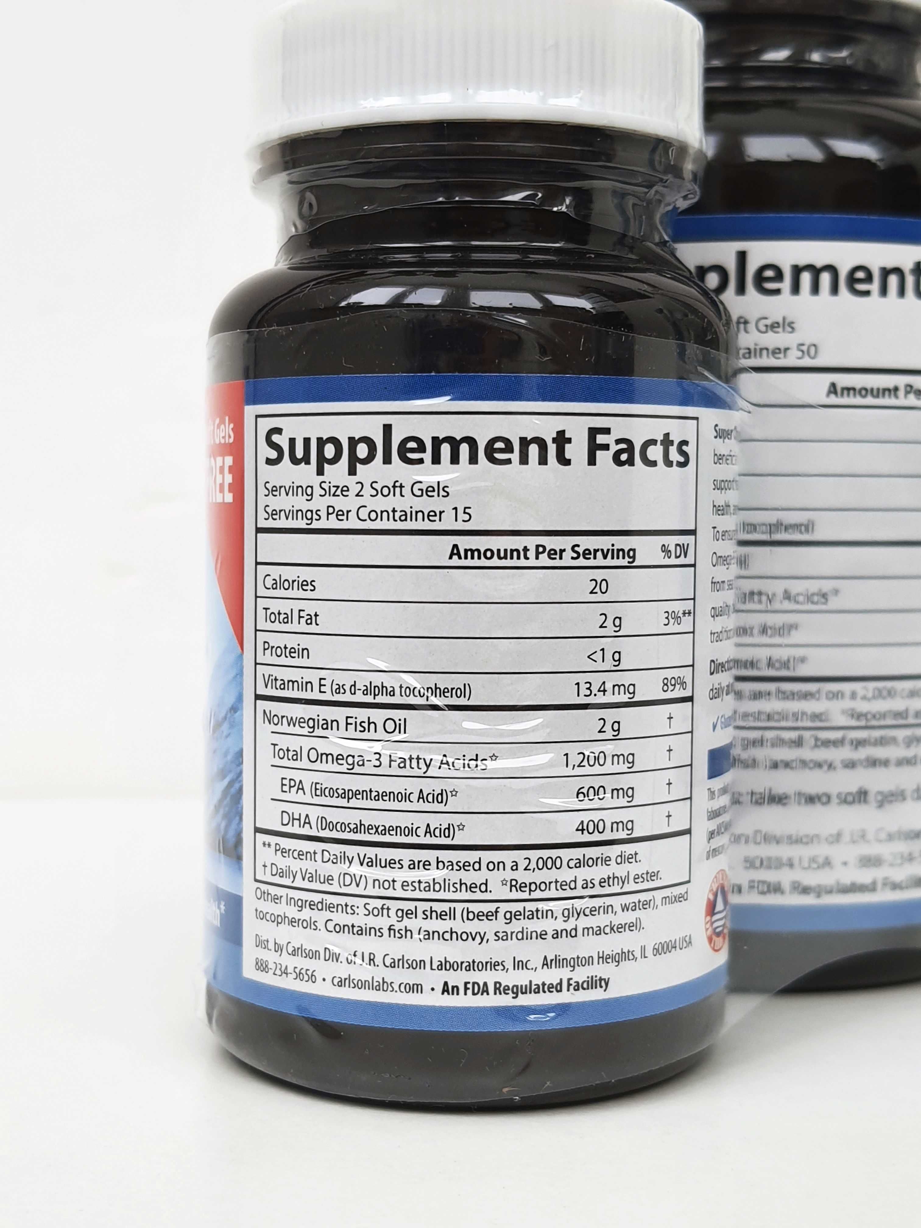 Риб'ячий жир Супер омега-3 Carlson Super Omega-3, 600 мг 100+30 капсул