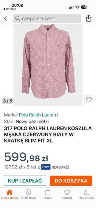 Koszula w kratę rozm XL Ralph Lauren