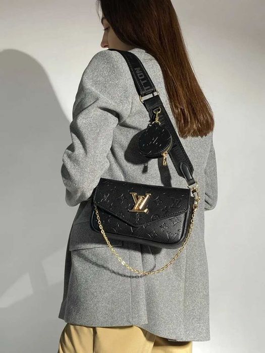 Люксовая женская сумочка через плечо Louis Vuitton черного цвета