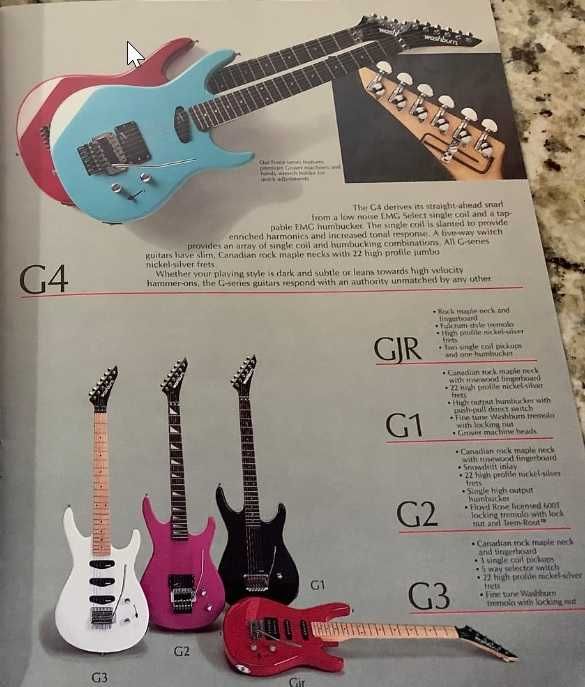 Superstrat Washburn Force G1-V Korea 1986 Old School Rock Vintage DEMO