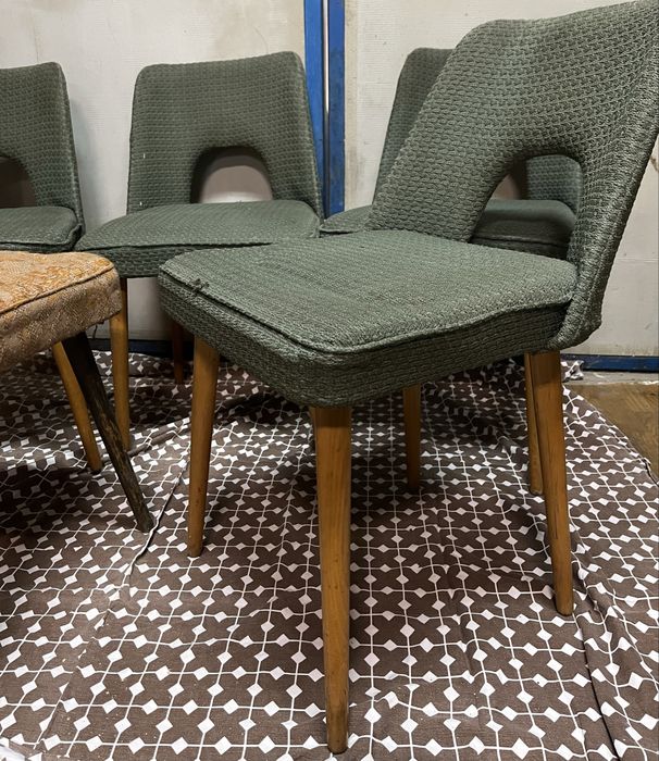 Krzesła PRL muszelka-komplet 5 sztuk, do renowacji