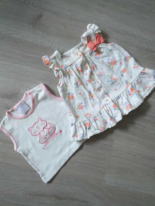 komplet 2pak bluzki koszulki bawełniane dziewczęce Nutmeg 62/68