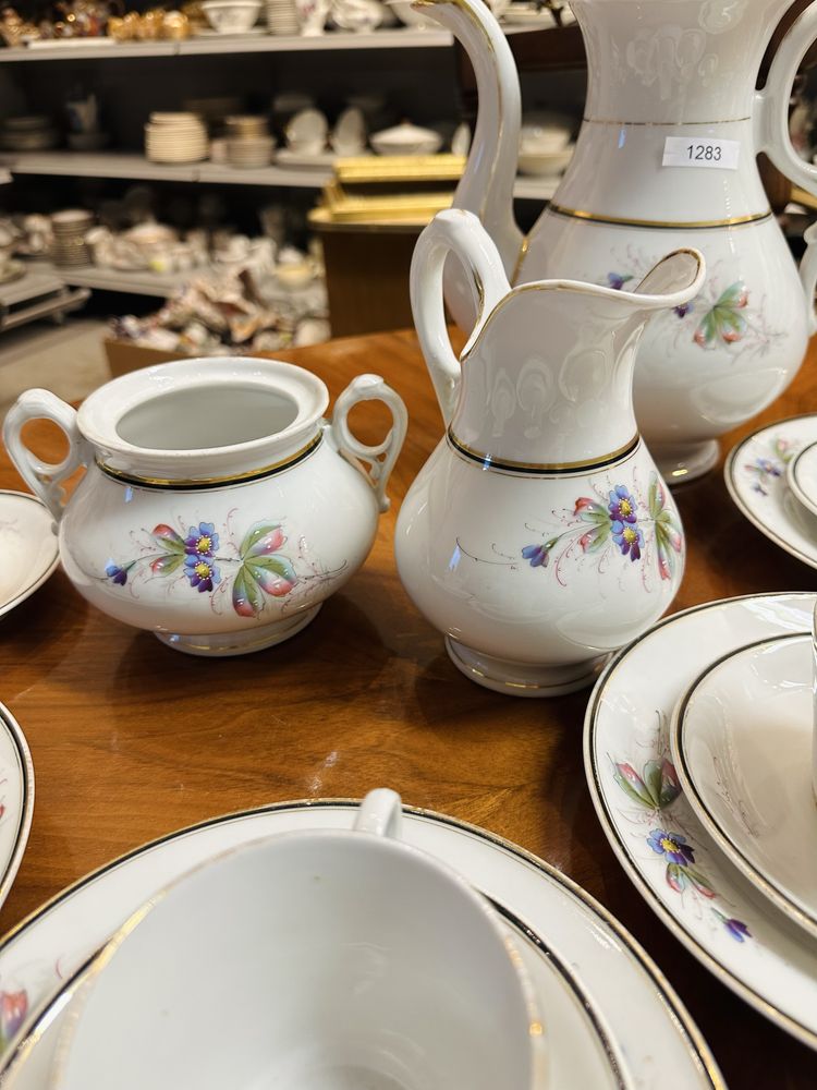 Antyk serwis porcelanowy KPM stary kwiaty zestaw kawa herbata 1283