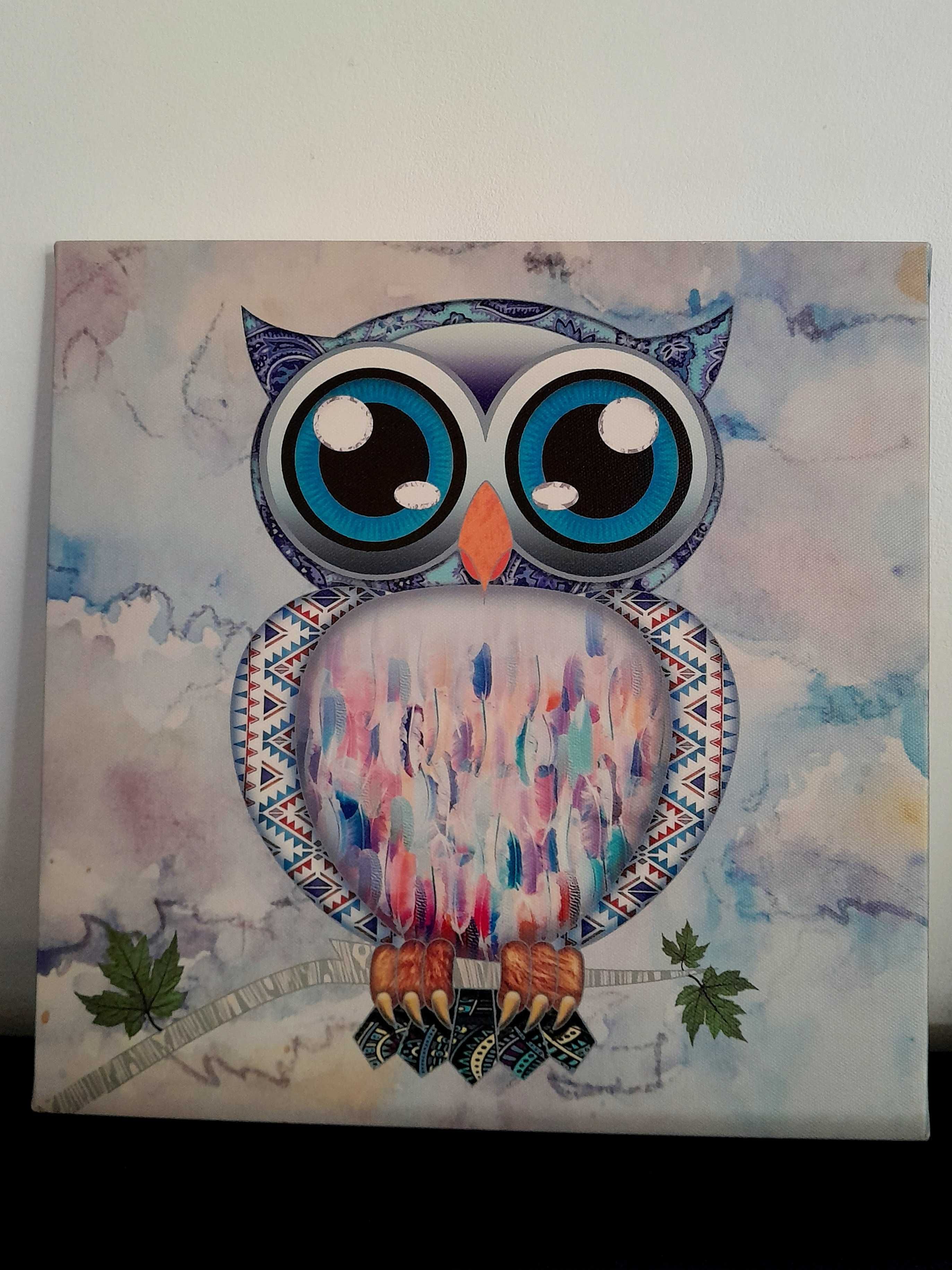 3 obrazki 20x20cm sowy sowa obraz na płótnie