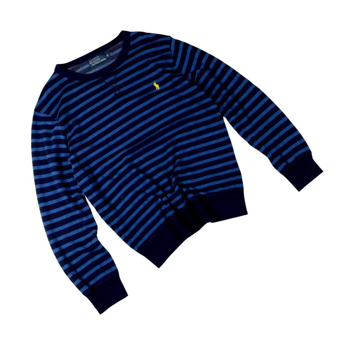 Ralph Lauren navy elegancki sweterek w paski retro (M)