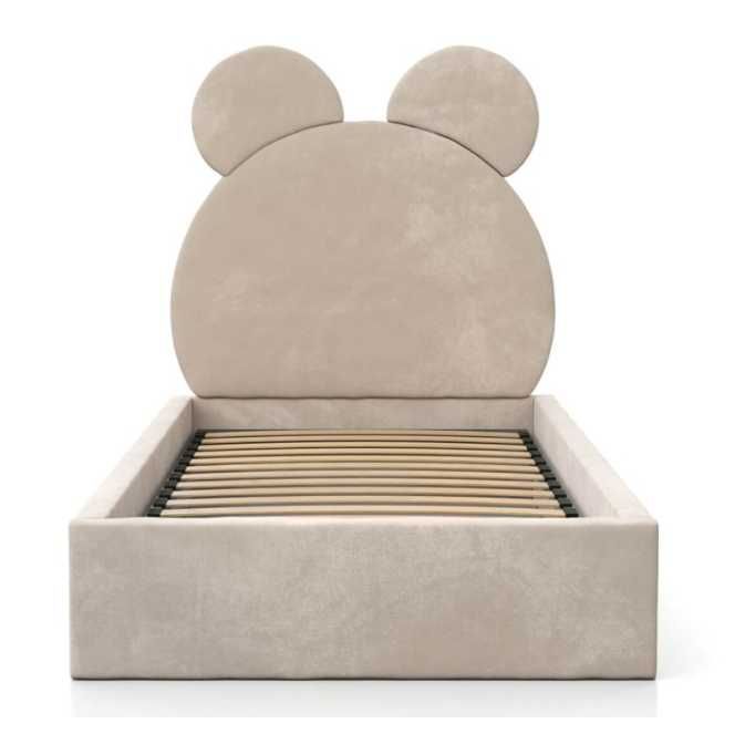Łóżko tapicerowane z pojemnikiem 90x200 beżowy Velvet Kids Line 1 Miś