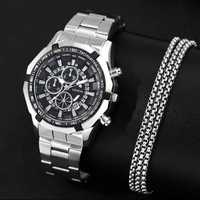 Мужские кварцевые часы браслет и ожерельем 310 грн
