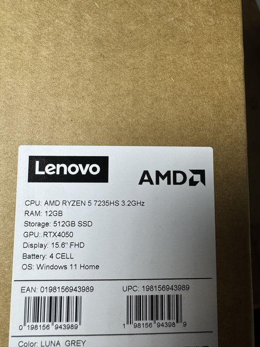 Lenovo LOQ 15 (AMD Ryzen 5 7235HS / RTX 4050 / 12GB RAM / 512GB SSD).