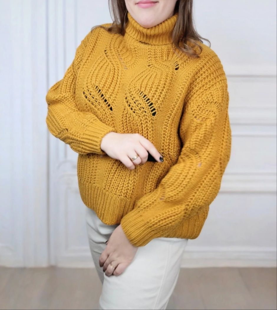 Sweter ażurowy oversize luźny obszerny plus size 44 46 h&m