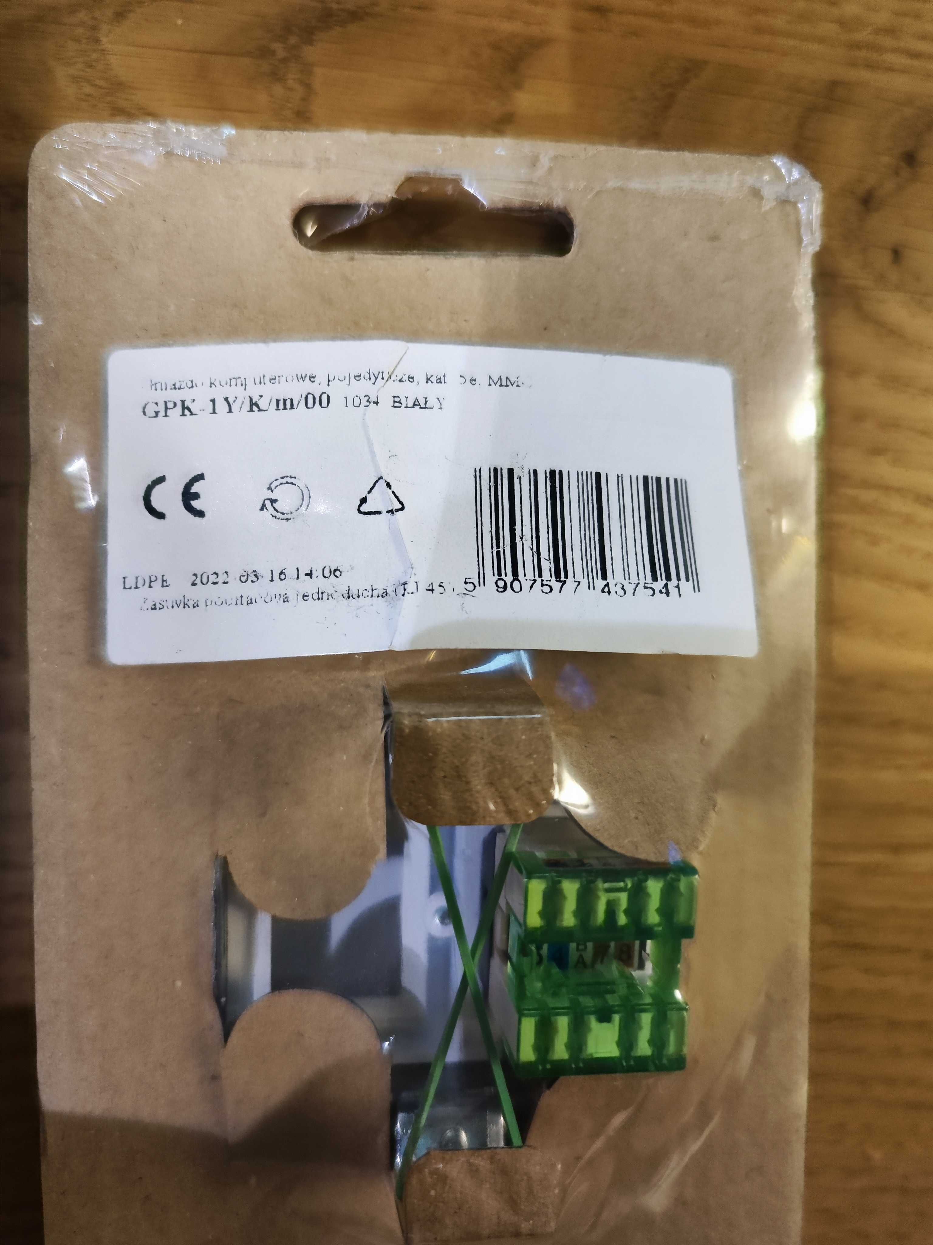 Gniazdo Impresja komputerowe pojedyncze RJ45 kat.5e biał GPK‑1Y/K