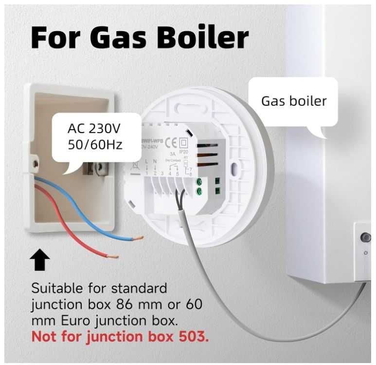 Inteligentny termostat Beok TGR86WIFI-WPB do sterowania kotłem gazowym