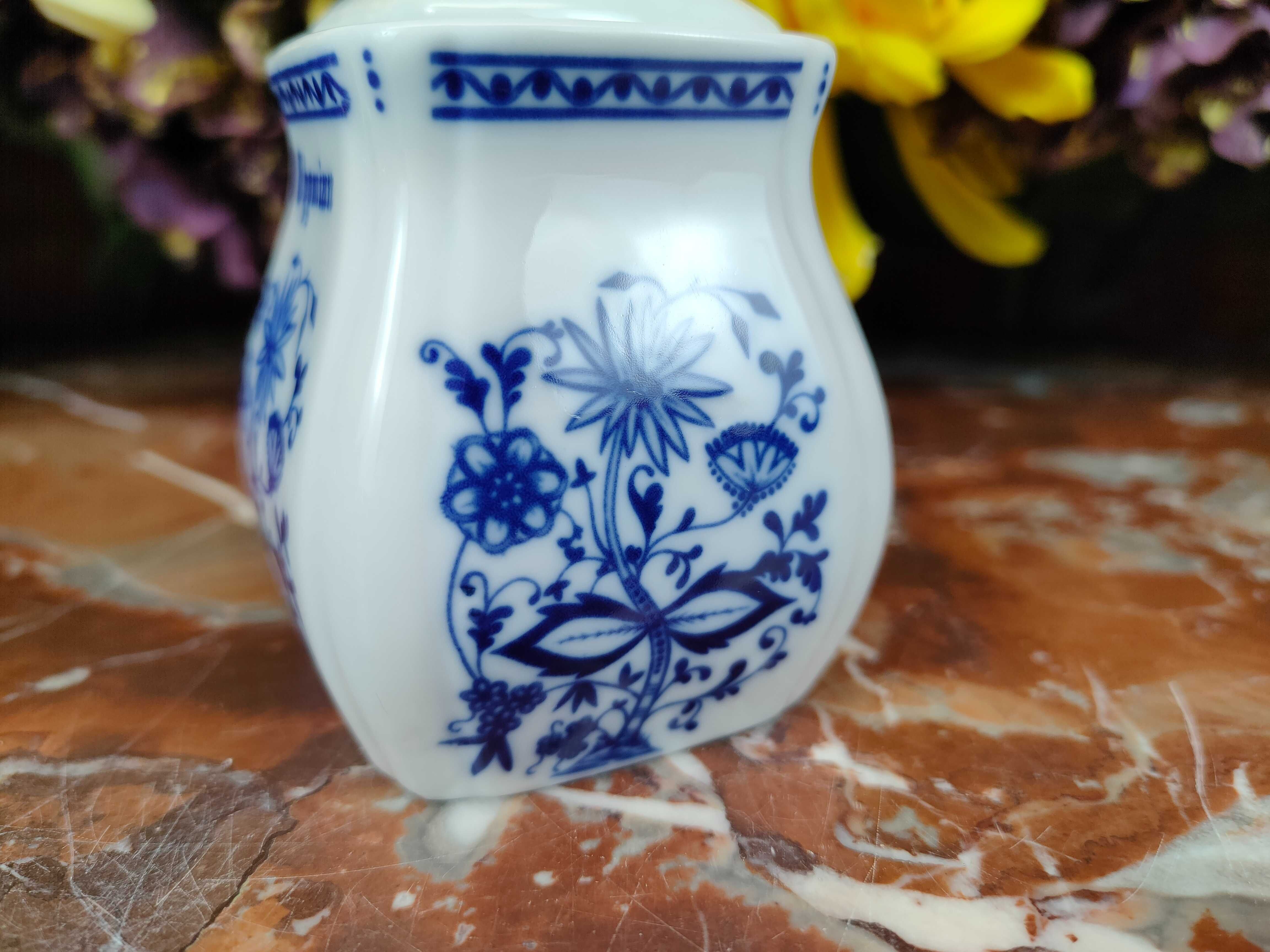 Mały porcelanowy pojemnik - Thymian - Wzór cebulowy - 130ml - Inglasur