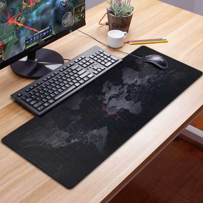 Podkładka pod mysz myszkę duża 80 x 30 cm MAPA ŚWIATA gamingowa
