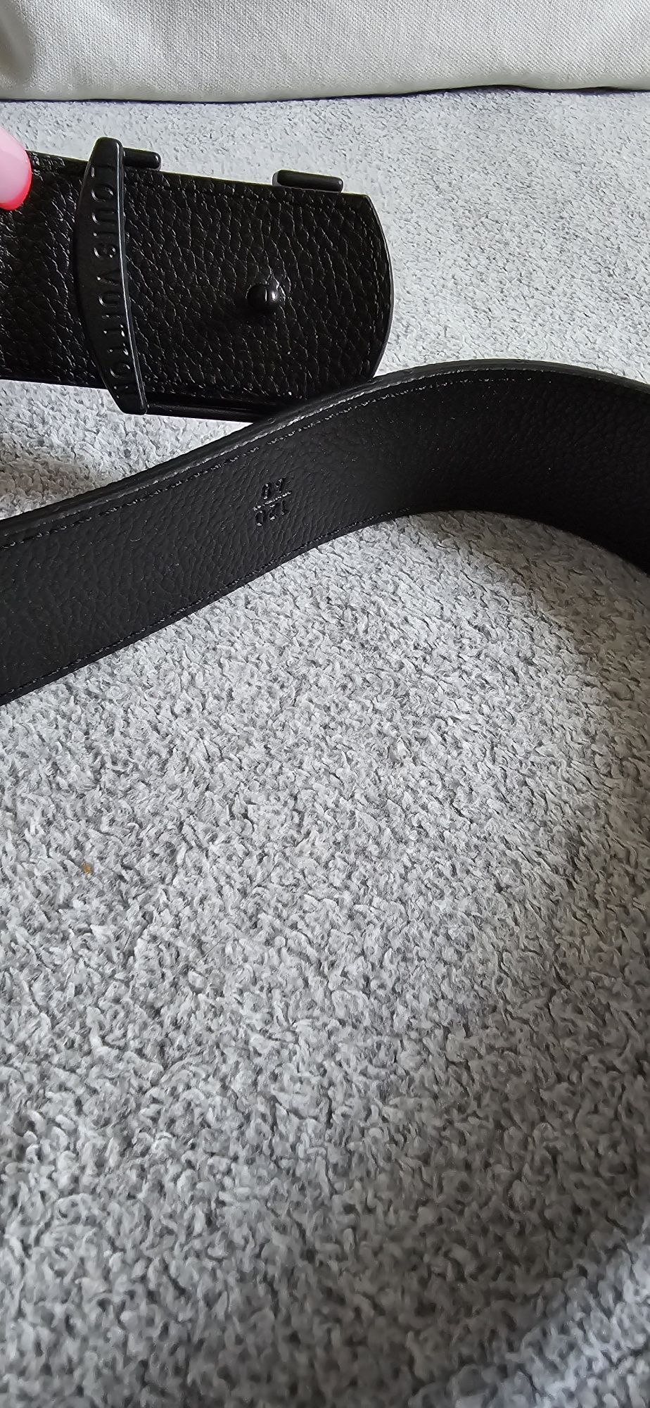 Pasek w stylu Gucci – z klamrą GG, czarny, rozmiar 115