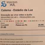 Bilhete concerto Calema 7 Junho, plateia em pé