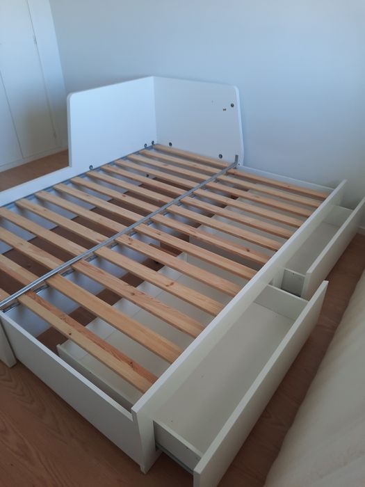 Cama indiv/dupla c/2 gav/2 colchões, branco, 80x200 cm