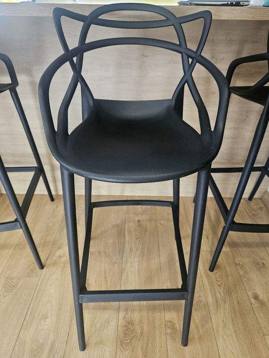 4szt krzesło wysokie hoker, zestaw komplet czarne loft