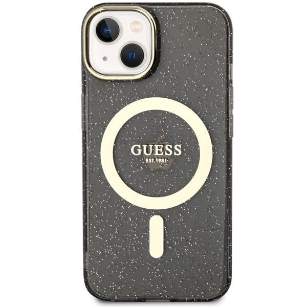 Etui Guess Glitter Gold MagSafe do iPhone 14/15 Plus 6.7" - Czarny