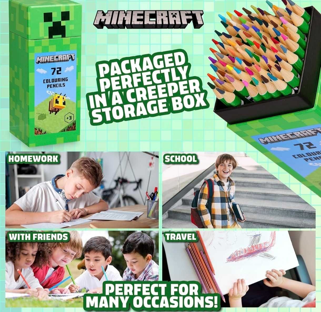 ZESTAW KREDEK MINECRAFT Kredki ołówkowe prezent dzień dziecka 72 szt
