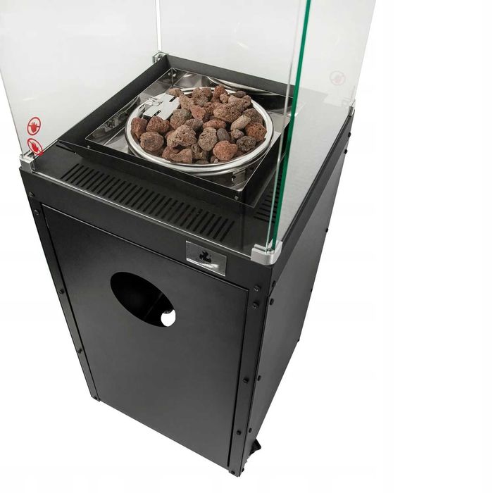 Ogrzewacz Tarasowy Gazowy Kominek Lava Rocks 8kW Czarny