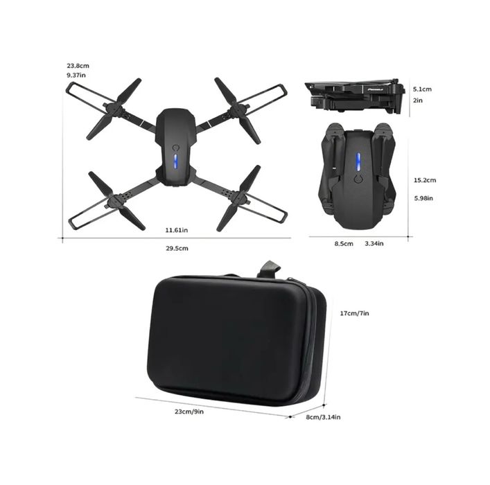 DRON E88 PRO z kamerą HD i pilotem I obrót 360° I składana konstrukcja