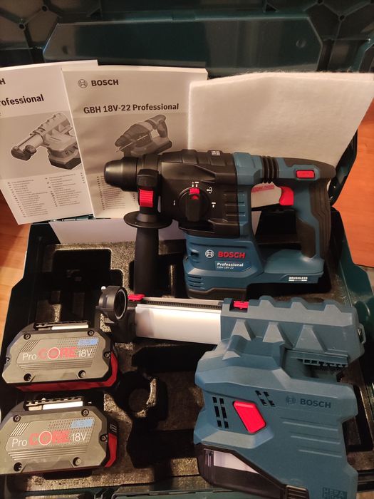 Bosch GBH 18V-22+GDE 18V-12+2 aku 5.5Ah Procore+ład+wall-boxx 238