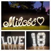 Napisy LED LOVE, Miłość, 18, serce, roczek, dekoracje