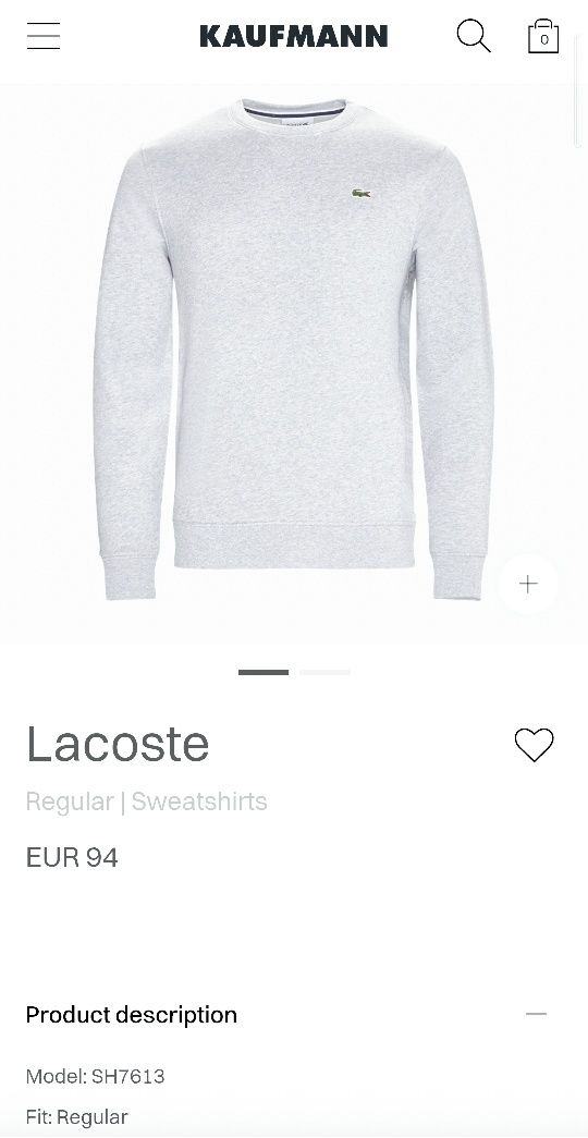 LACOSTE Bluza Męska Crewneck Bawełna Polar Nowa S/M Okazja!
