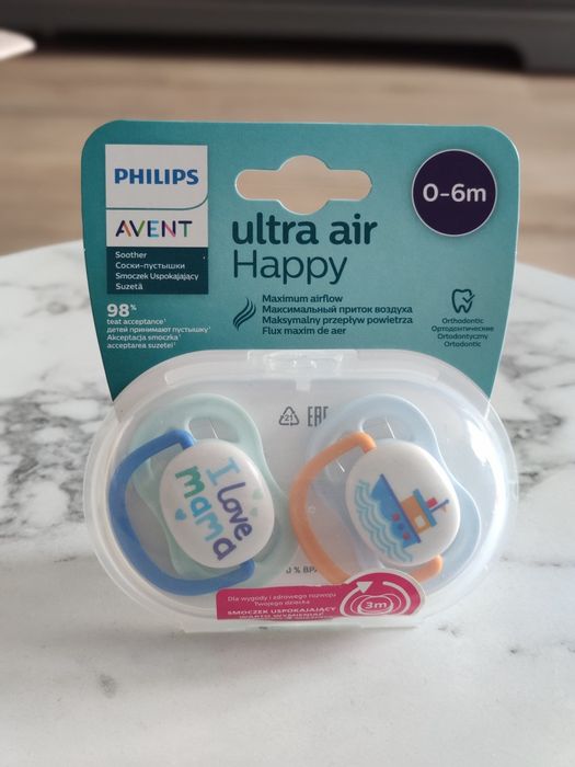 AVENT Smoczek ULTRA AIR 0-6m Happy BOY Niebieski 080/01