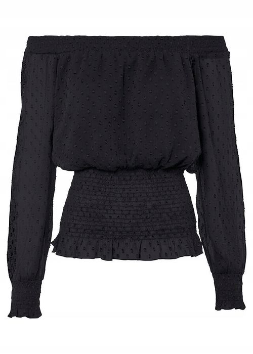 B.P.C czarna bluzka carmen szyfonowa r.40