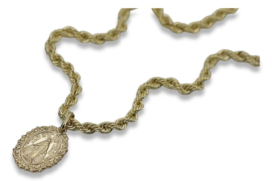 Złoty medalik Bozia z łańcuszkiem Corda 14k 585 pm005y&cc019y Warszawa