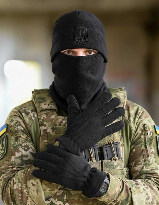 Флісовий теплий комплект: шапка, баф та рукавиці (різні кольори)