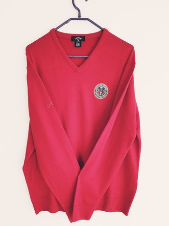 Sweter Callway r XL 100% merino wełna merynos czerwony Golfclub
