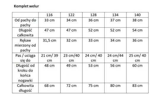 Dres komplet welur bluza spodnie 116, 122, 128, 140 nowość a