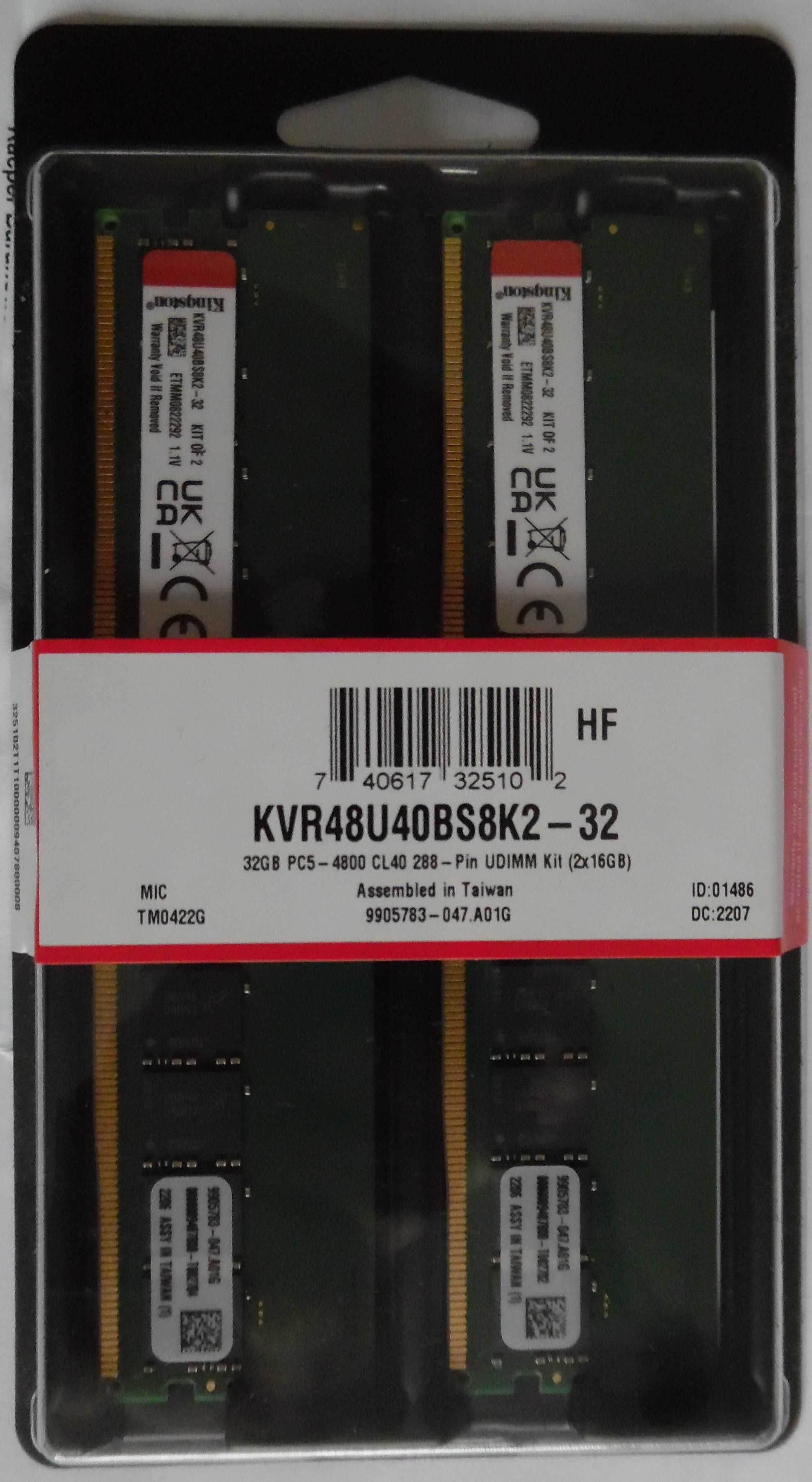 Pamięć ram Kingston 32GB 4800MHz DDR5 cl40