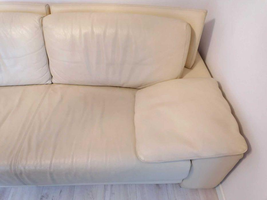 Kanapy Włoskie Nicoletti Skóra Kremowe 2 + 3 Używane Stan bardzo dobry