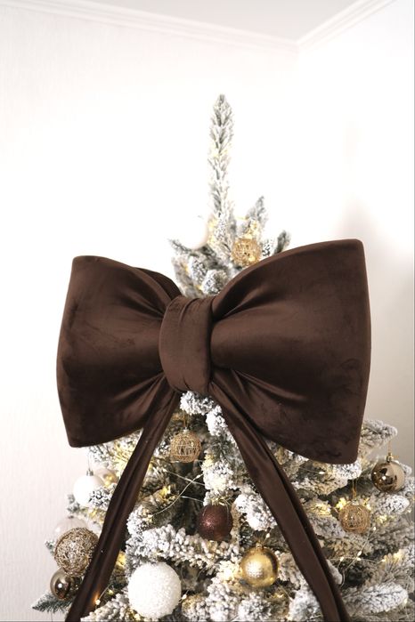 Бант на ялинку, велюровий (шоколад)